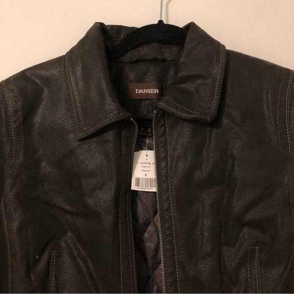 NWT Danier Dark Brown Crackled Leather Jacket - Picture 4 of 7